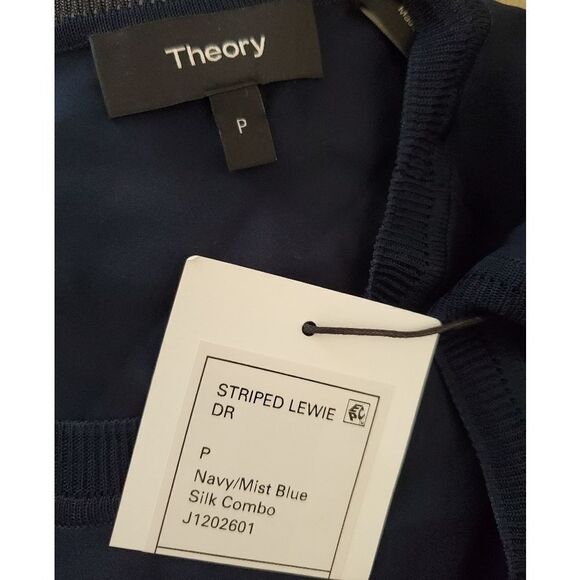 Theory Sport Stripe Silk Lewi Midi Dress - Picture 9 of 9